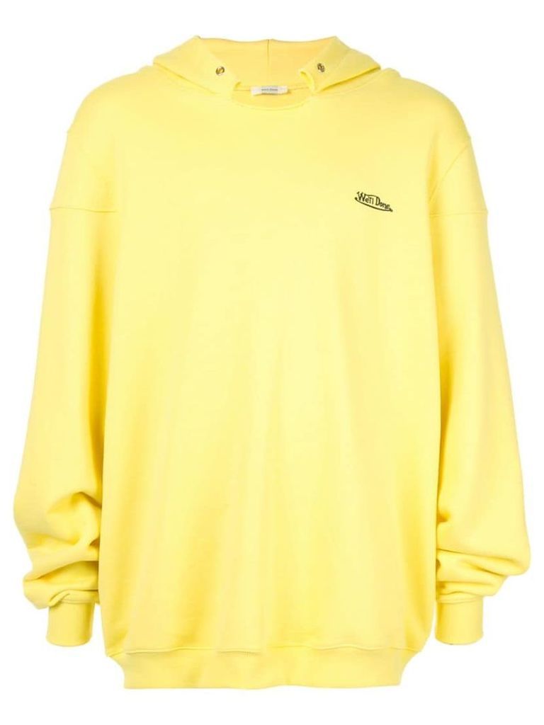 We11done distressed collar hoodie - Yellow