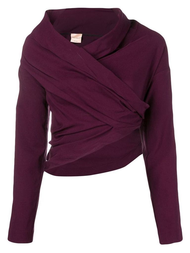 Erika Cavallini cropped cowl neck blouse - Red