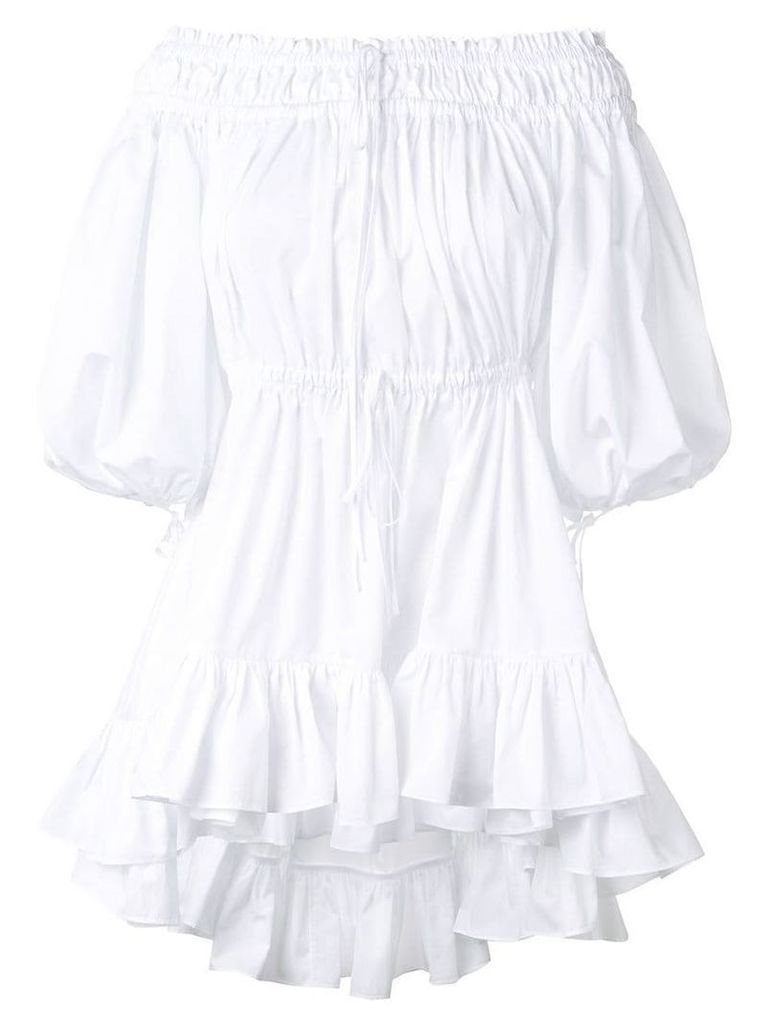 Alexander McQueen ruched bardot blouse - White