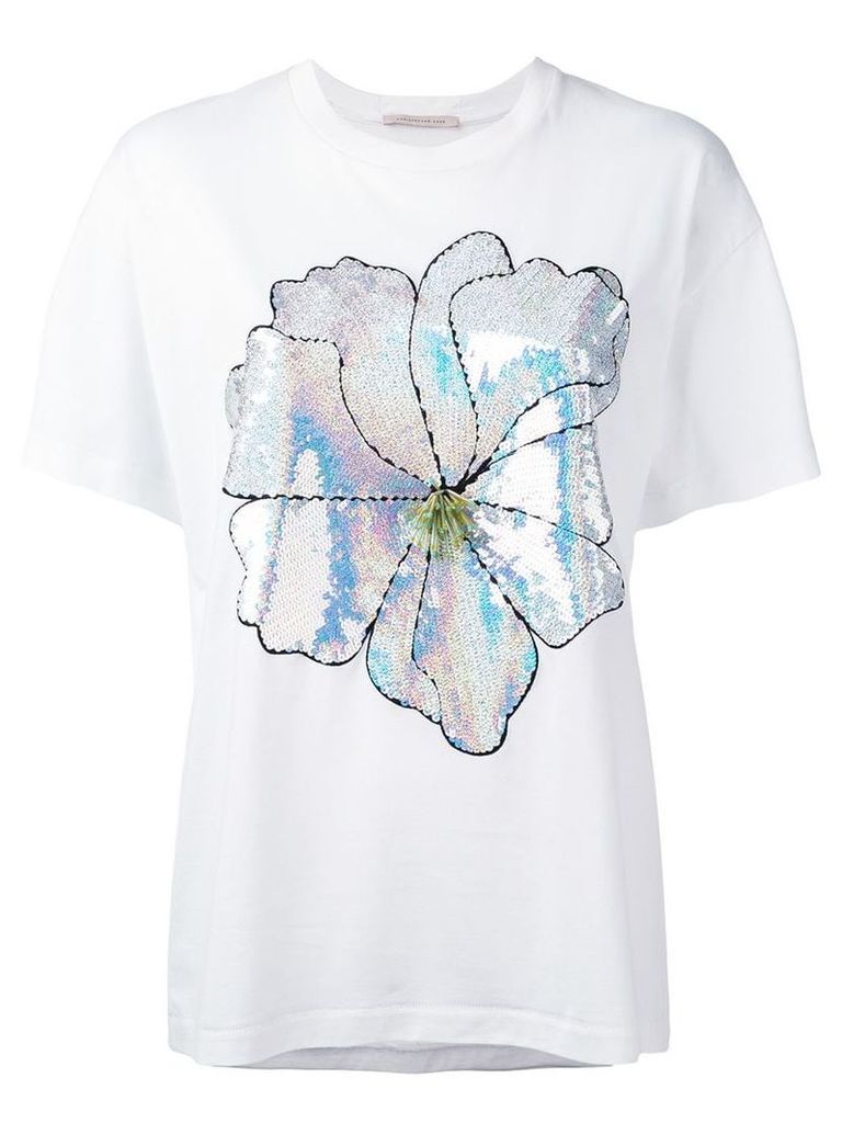 Christopher Kane large sequin flower T-shirt - White