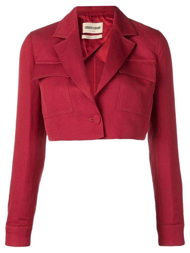 Roberto Cavalli cropped spencer blazer jacket - Red