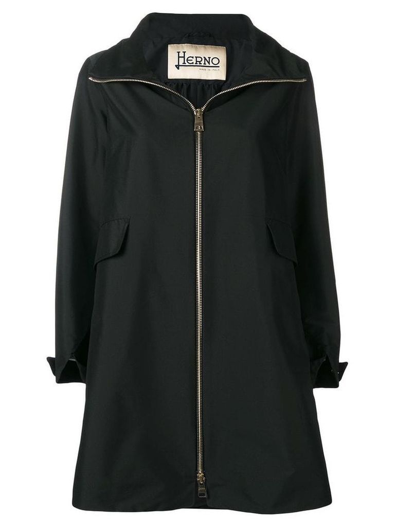 Herno zipped single-breasted coat - Black