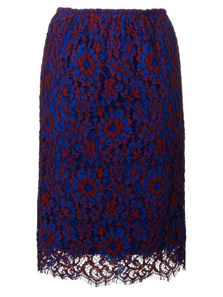 Calvin Klein floral lace midi skirt - Blue