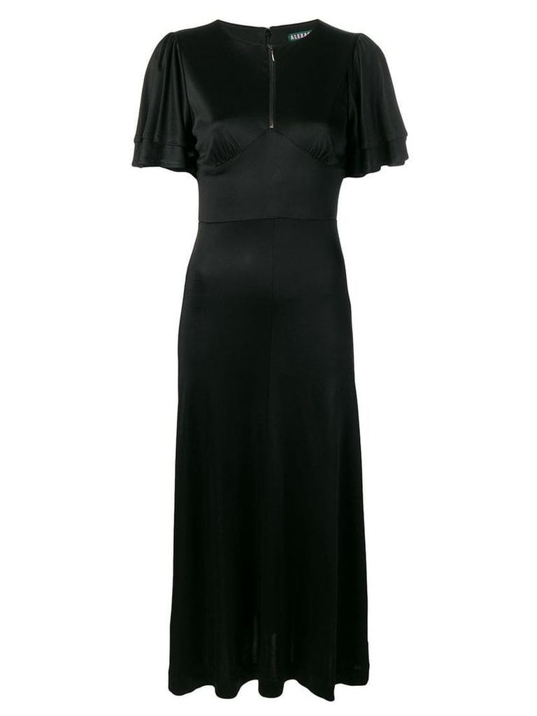 Alexa Chung satin midi dress with pleated sleeves - Black