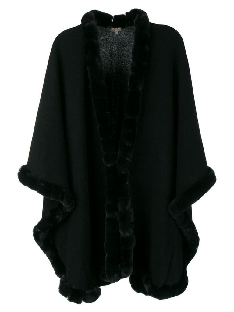 N.Peal fur-trimmed cape - Black