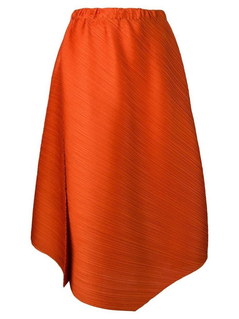 Pleats Please By Issey Miyake micro-pleated asymmetric skirt - Orange