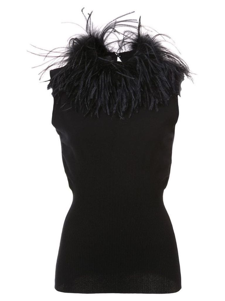 Boutique Moschino feather trim top - Black