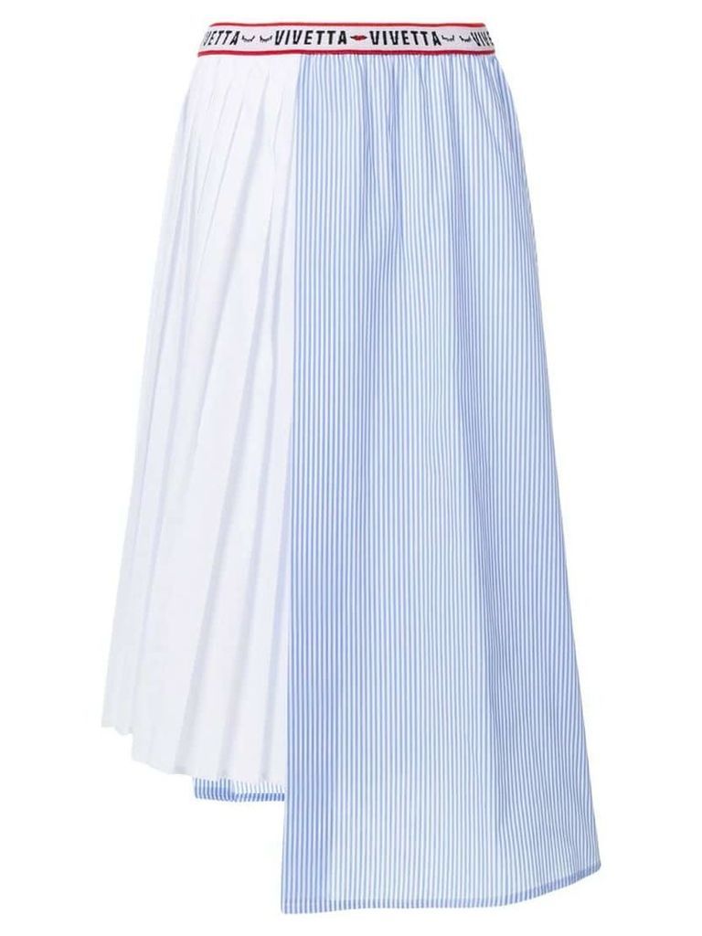 Vivetta striped and pleated panelled skirt - Blue
