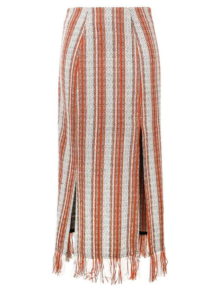 3.1 Phillip Lim striped fringed skirt - White