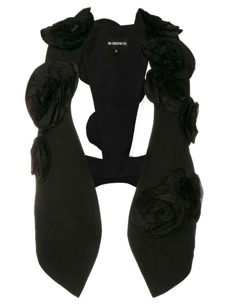 Ann Demeulemeester flower appliqué waistcoat - Black