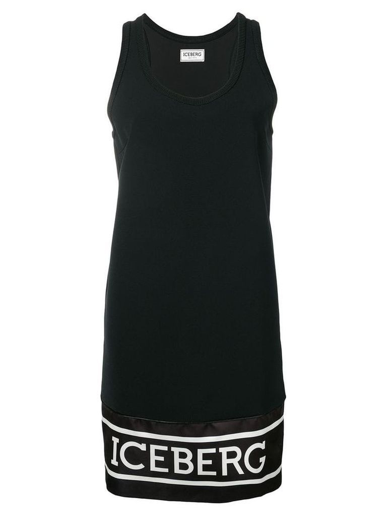 Iceberg logo print sleeveless dress - Black