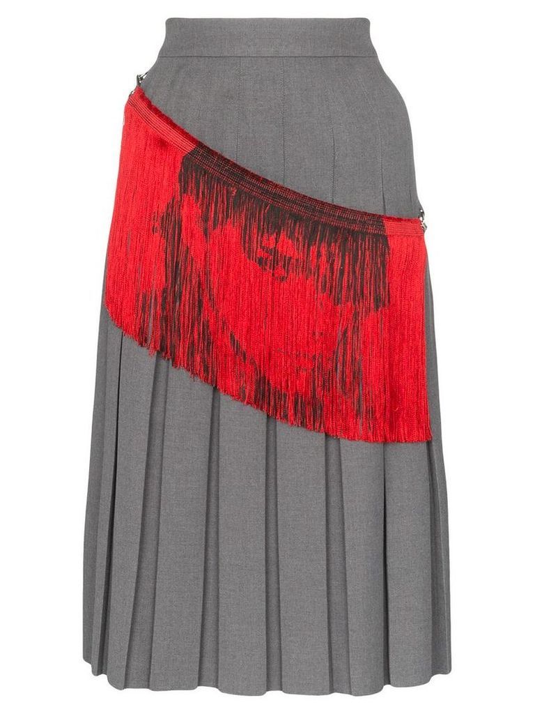 Calvin Klein 205W39nyc fringe detail pleated midi skirt - Grey