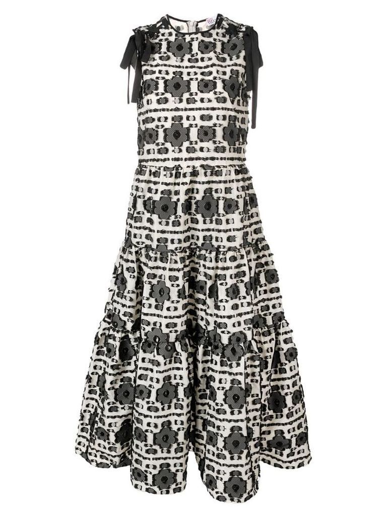 Red Valentino fringed floral print dress - Neutrals