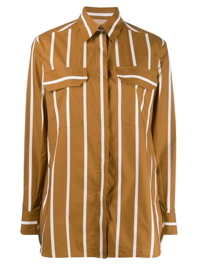 Erika Cavallini loose-fit striped shirt - Brown