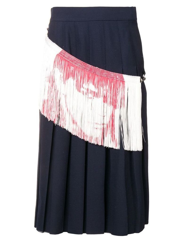 Calvin Klein 205W39nyc fringe detail pleated skirt - Blue
