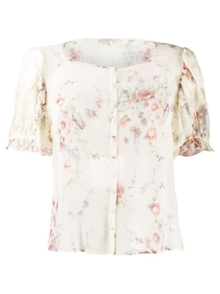 Love Shack Fancy Shaye floral-print blouse - Neutrals