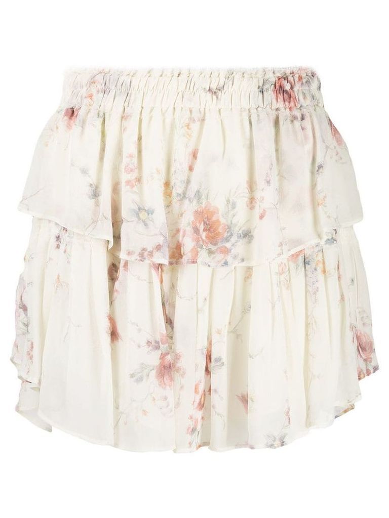 Love Shack Fancy floral ruffle skirt - Neutrals