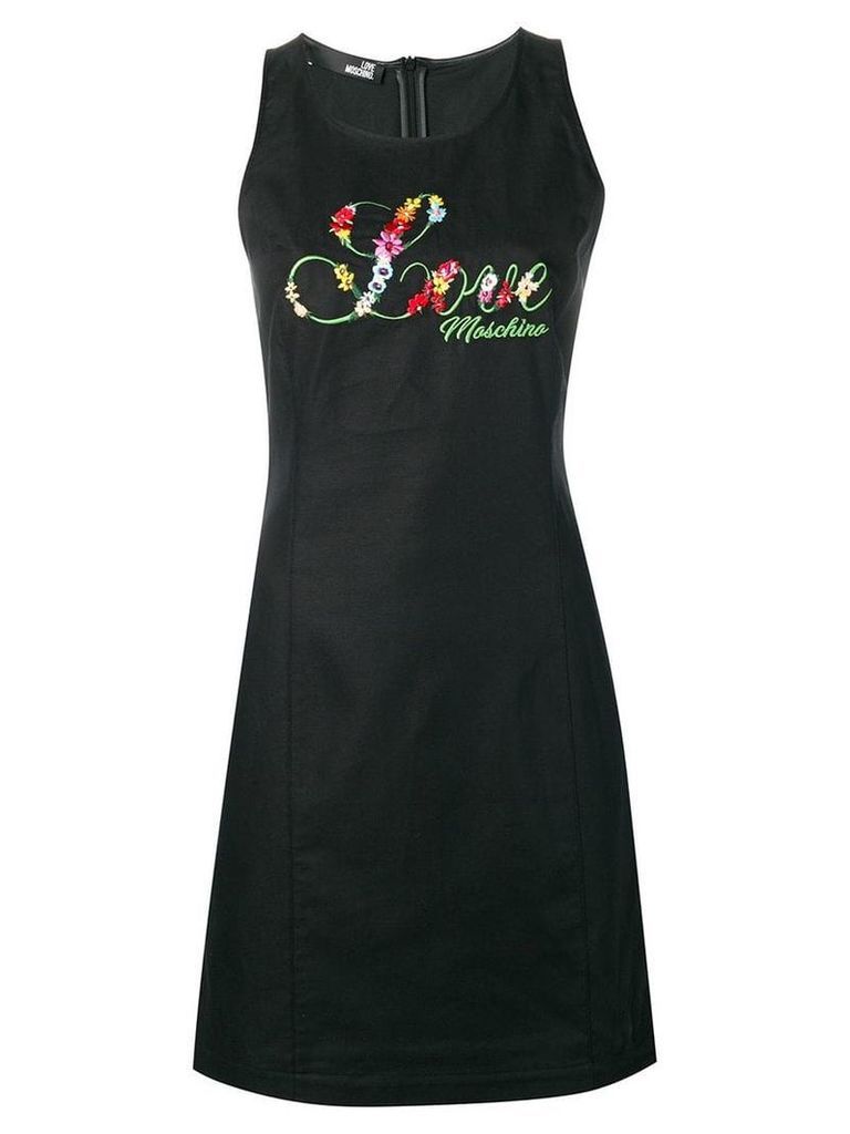 Love Moschino embroidered floral fitted dress - Black