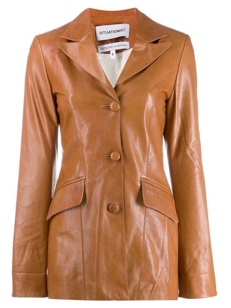 Situationist single breasted coat - Brown