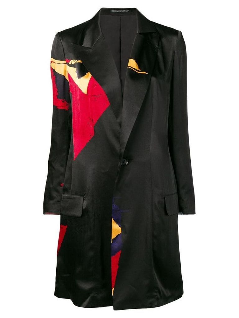 Yohji Yamamoto long blazer with patchwork - Black