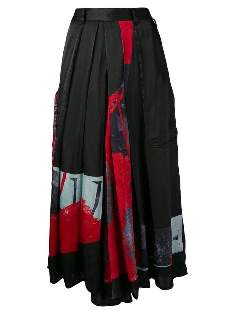 Yohji Yamamoto patchwork full skirt - Black