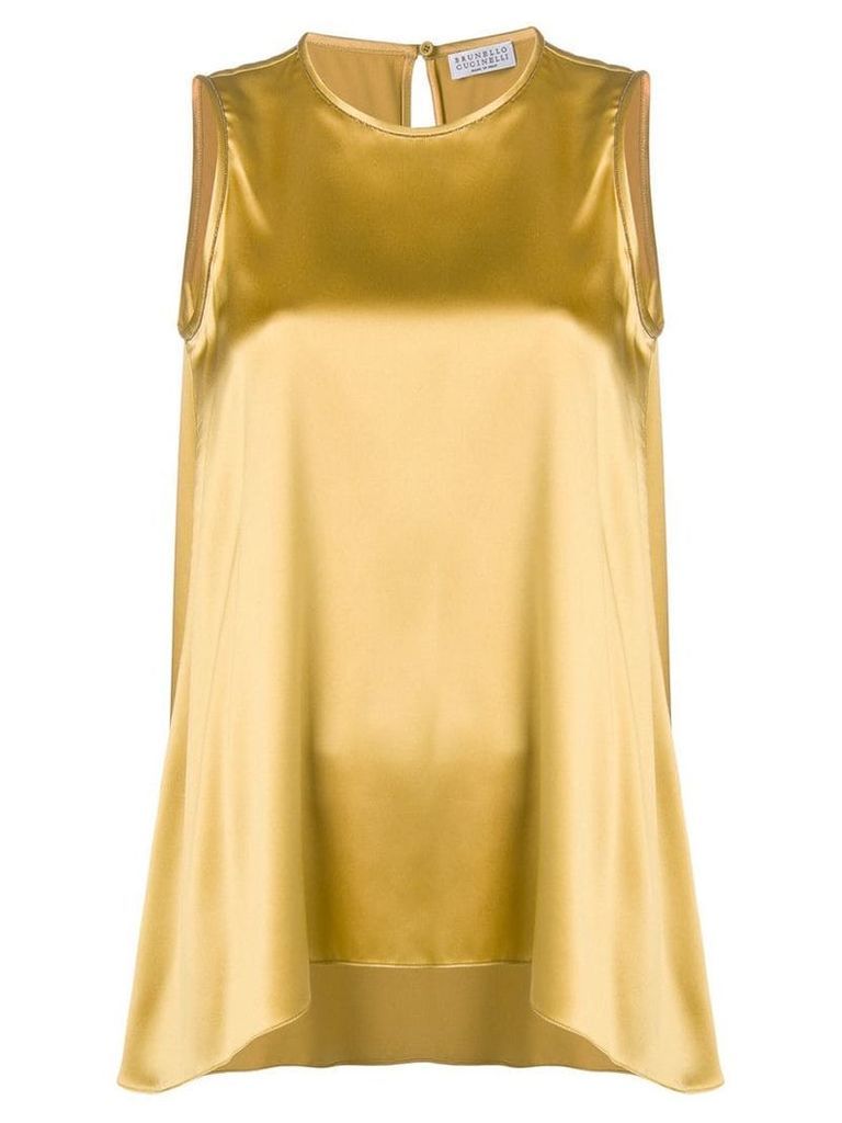 Brunello Cucinelli sleeveless satin blouse - Yellow