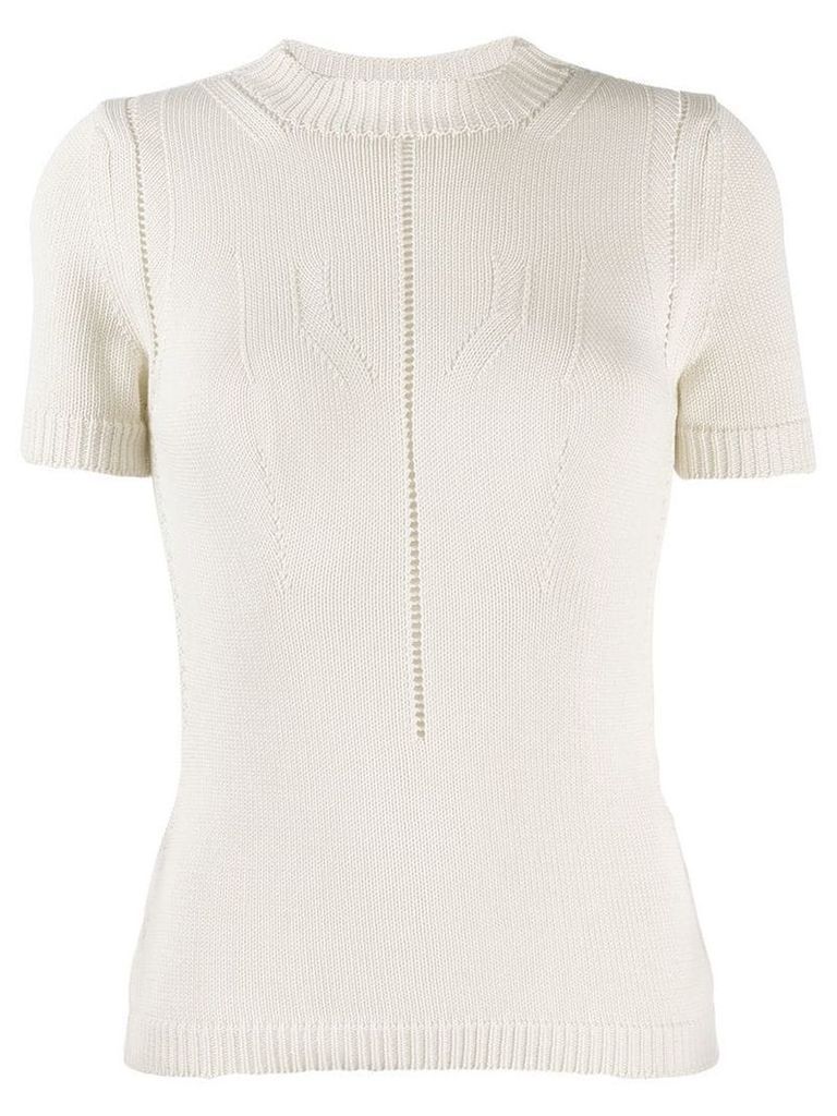 Emporio Armani perforated knit top - Neutrals