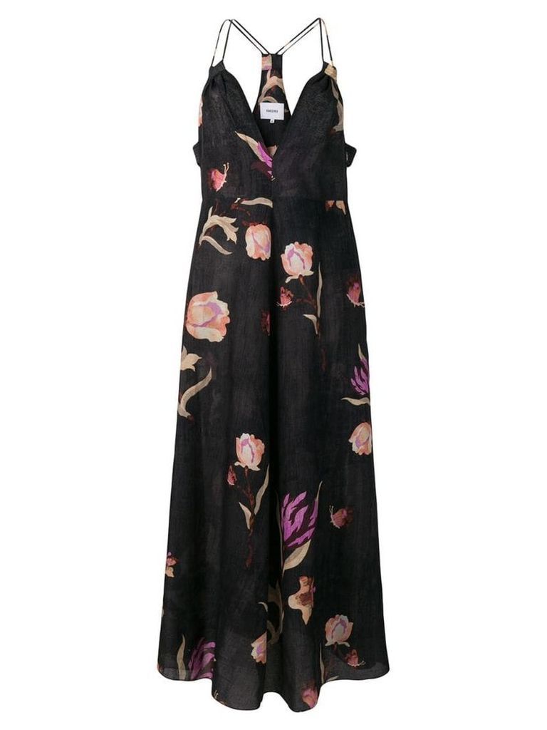 Nanushka deep-v floral dress - Nero