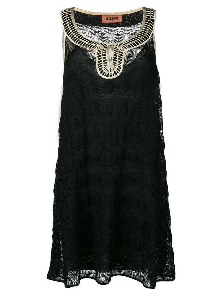 Missoni embroidered neck dress - Black