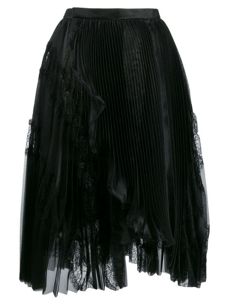 Ermanno Scervino floral lace inserts pleated skirt - Black
