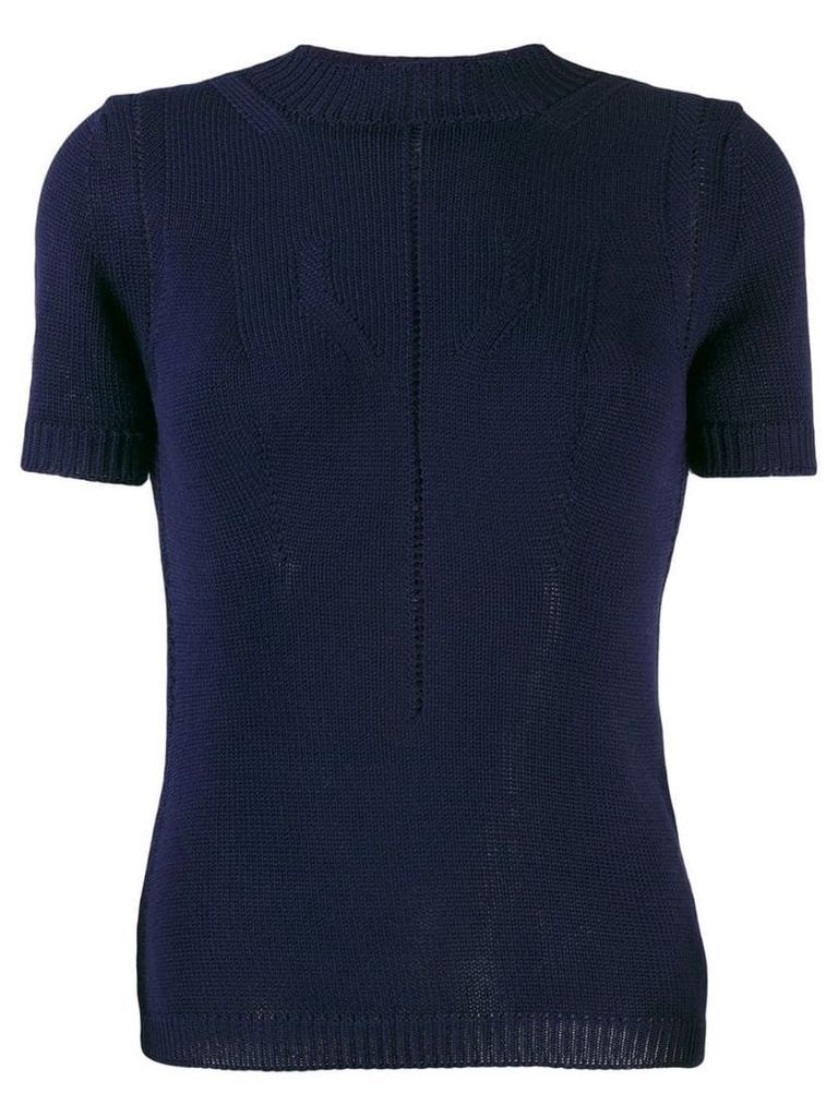Emporio Armani perforated knitted top - Blue