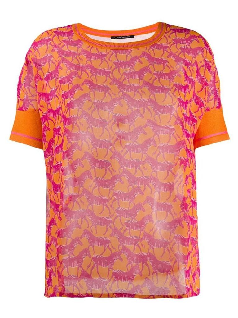 Luisa Cerano zebra print T-shirt - Orange