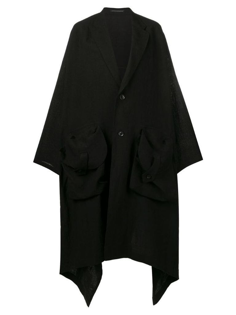Yohji Yamamoto oversized flared coat - Black