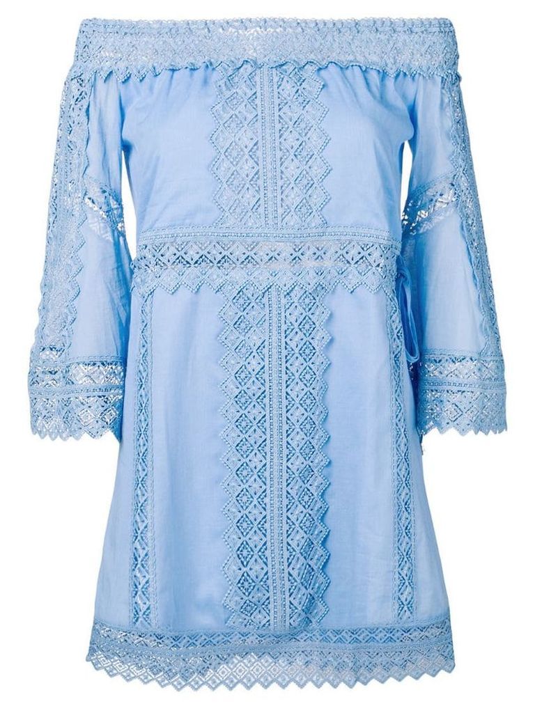 Charo Ruiz off-shoulder embroidered dress - Blue