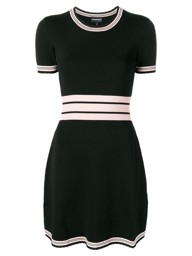 Emporio Armani contrast stripes knitted dress - Black