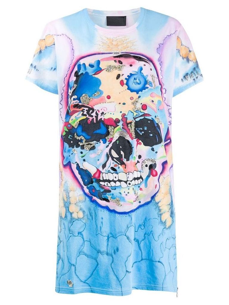 Philipp Plein skull T-shirt dress - Blue