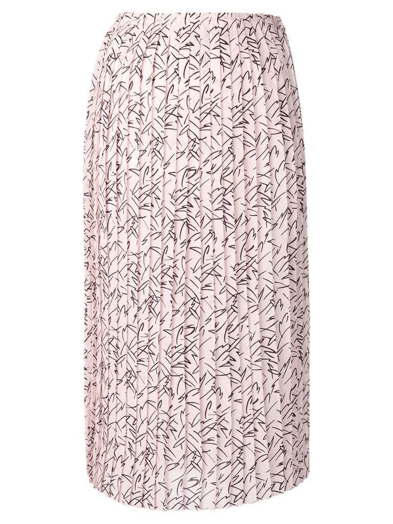 Plan C printed pleated midi skirt - Pink