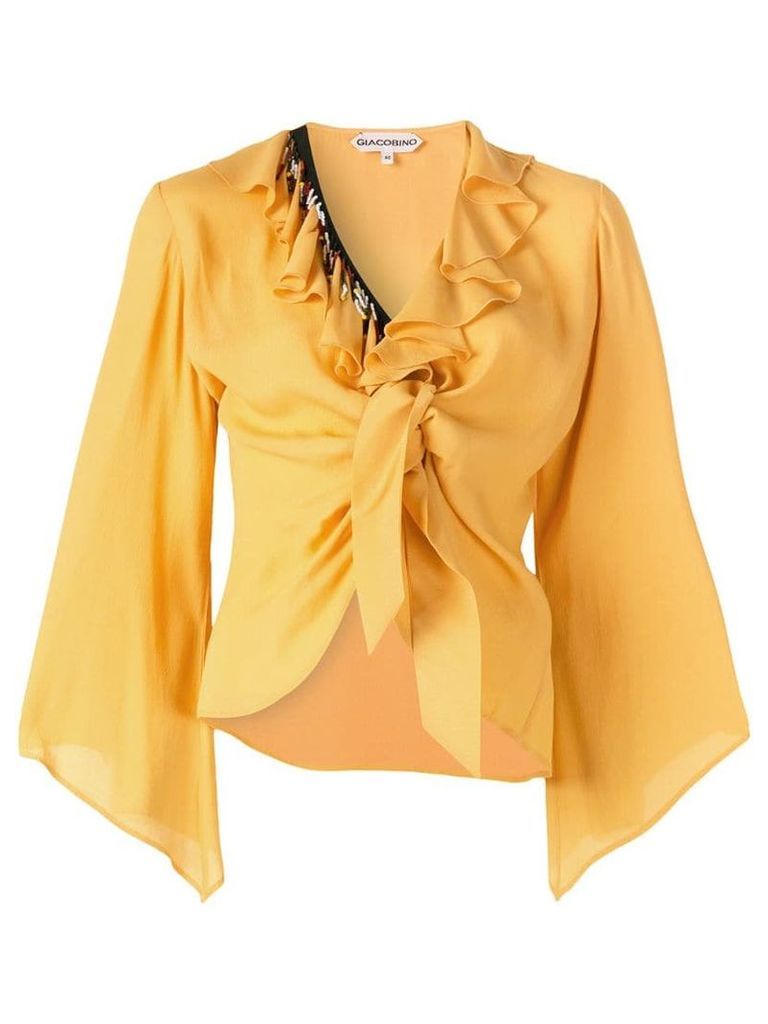 Giacobino ruffled tie knot blouse - Yellow