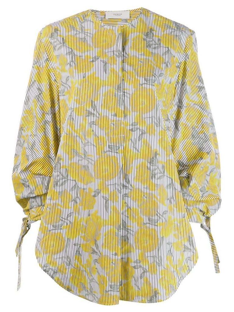 Pringle Of Scotland oversized striped floral shirt - Yellow