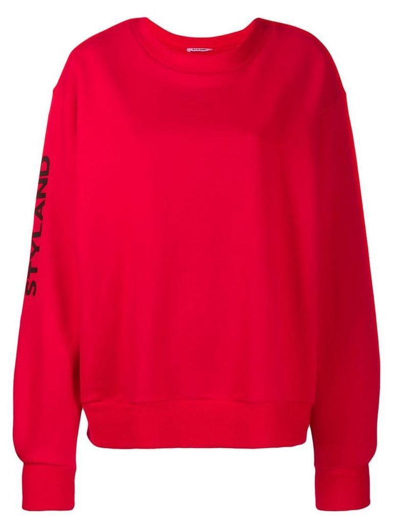 Styland logo sleeve print sweatshirt - Red