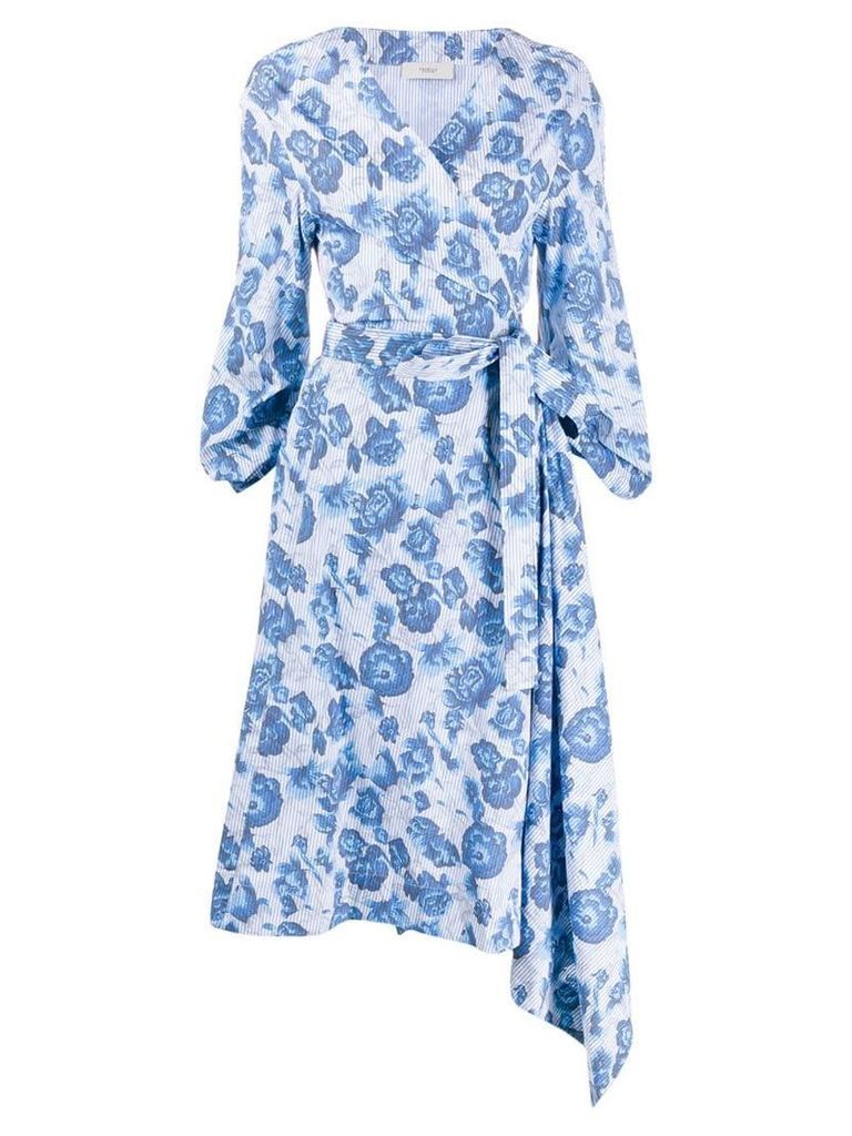 Pringle Of Scotland floral wrap dress - Blue