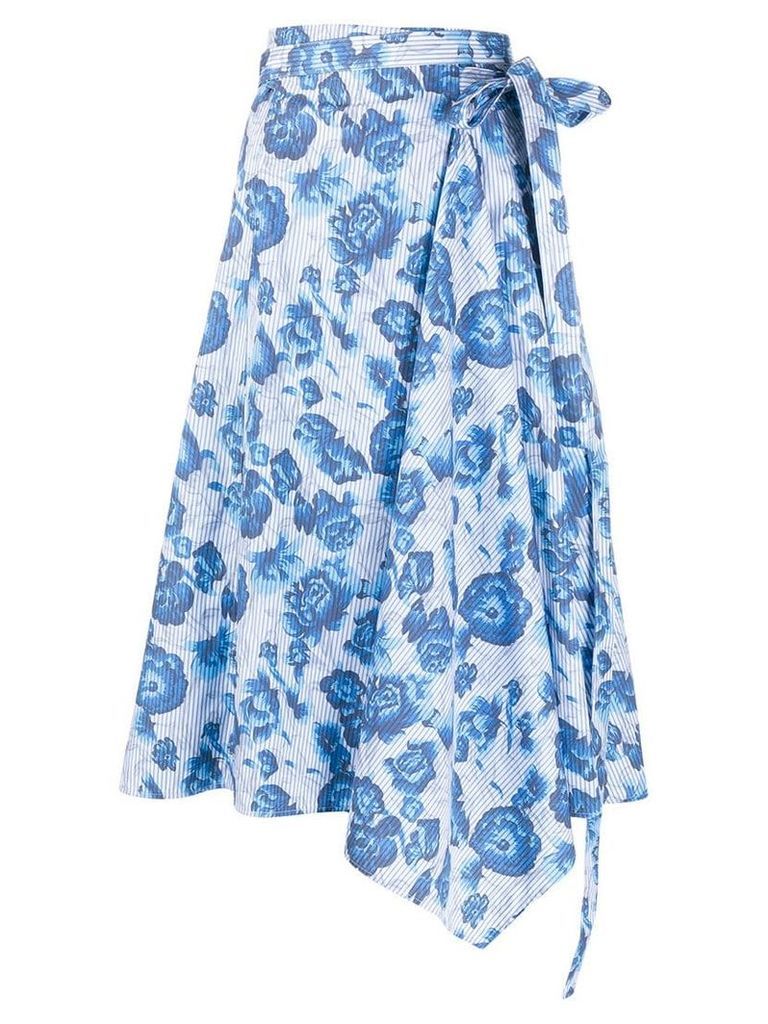 Pringle Of Scotland floral wrap skirt - Blue
