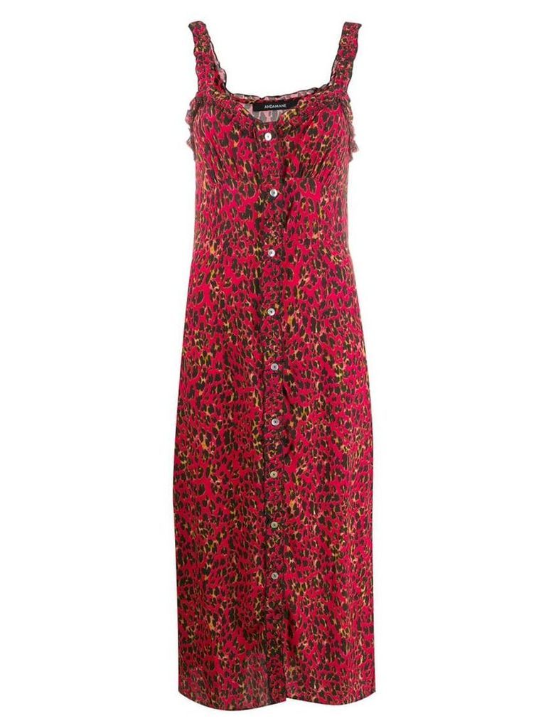 Andamane leopard print midi dress - Red