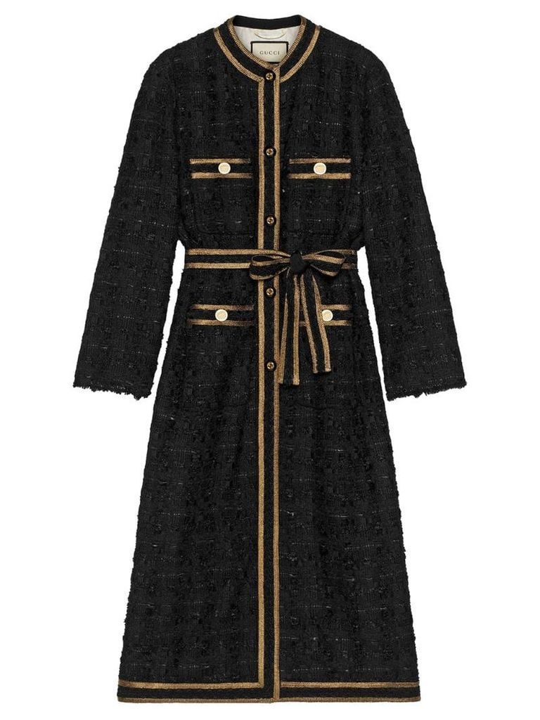 Gucci Tweed coat with decorative trim - Black