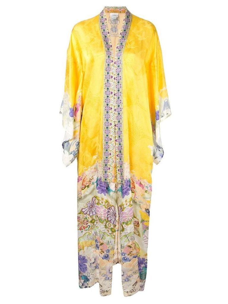 Camilla long kimono coat - Yellow