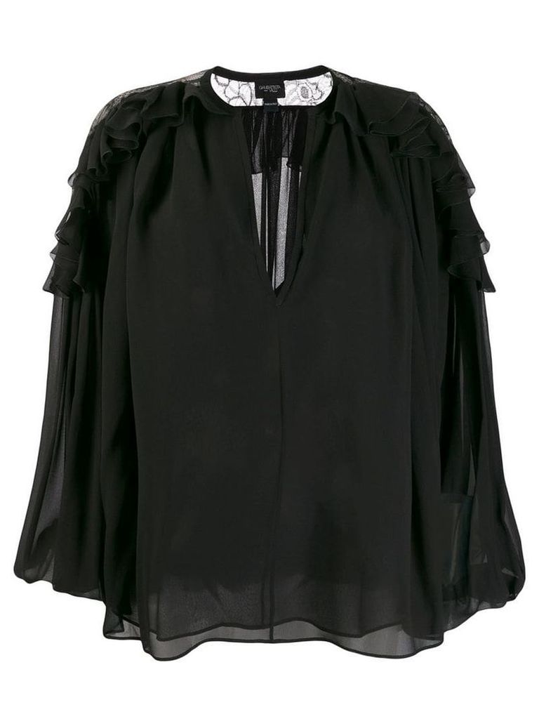 Giambattista Valli v-neck ruffled blouse - Black