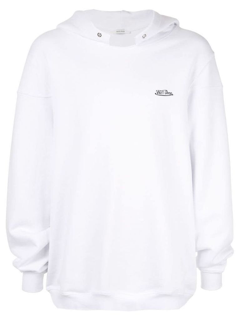 We11done cutout collar hoodie - White