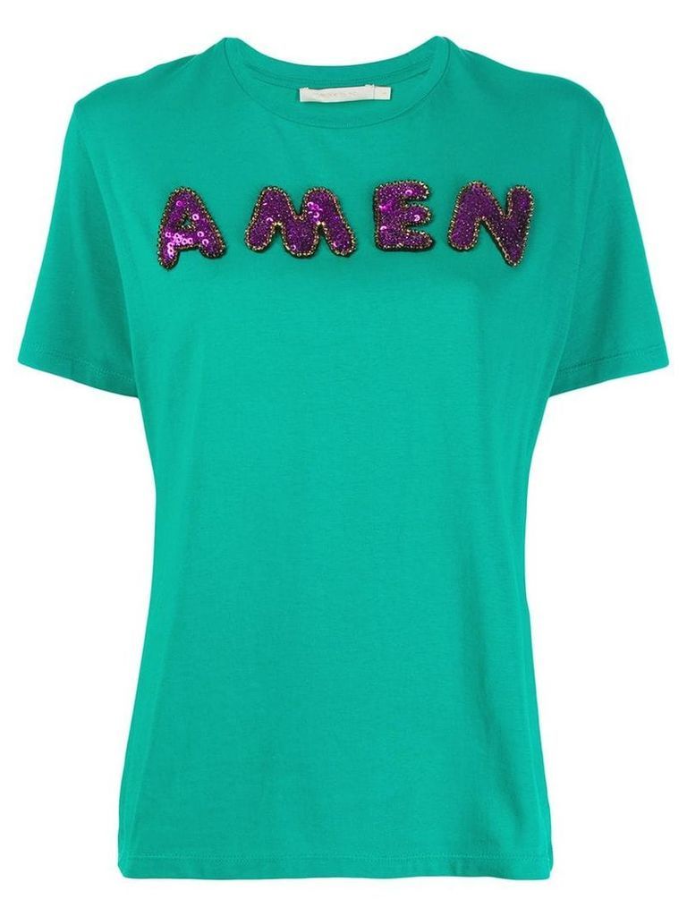 Amen sequin logo T-shirt - Green