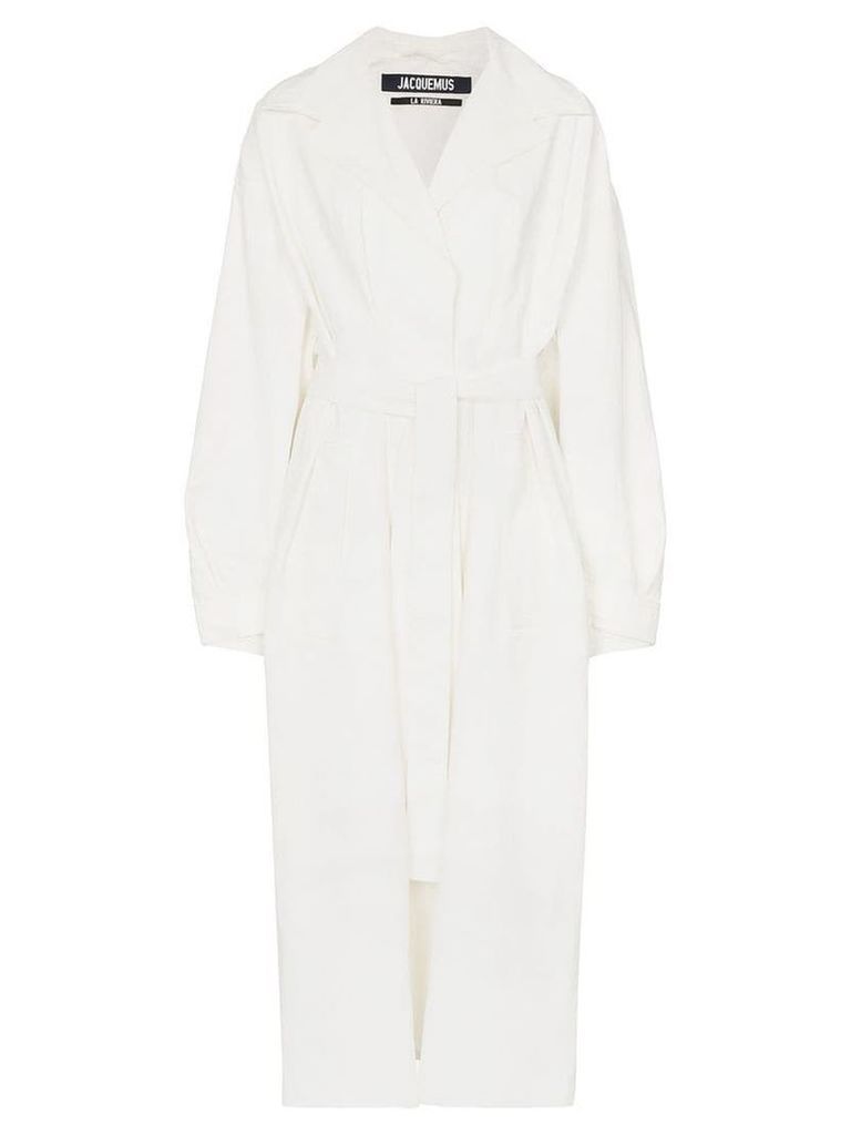 Jacquemus mid-length belted trench coat - White