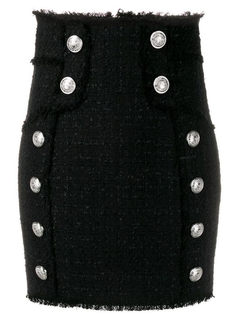 Balmain high waisted tweed skirt - Black